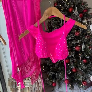 Pink shein rhinestone halter top